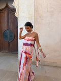 Paloma | Vestido Largo Palabra de Honor – Estampado Acuarela