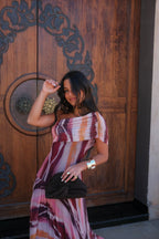 Valentina | Vestido Largo de Tul Escote Bardot – Morado