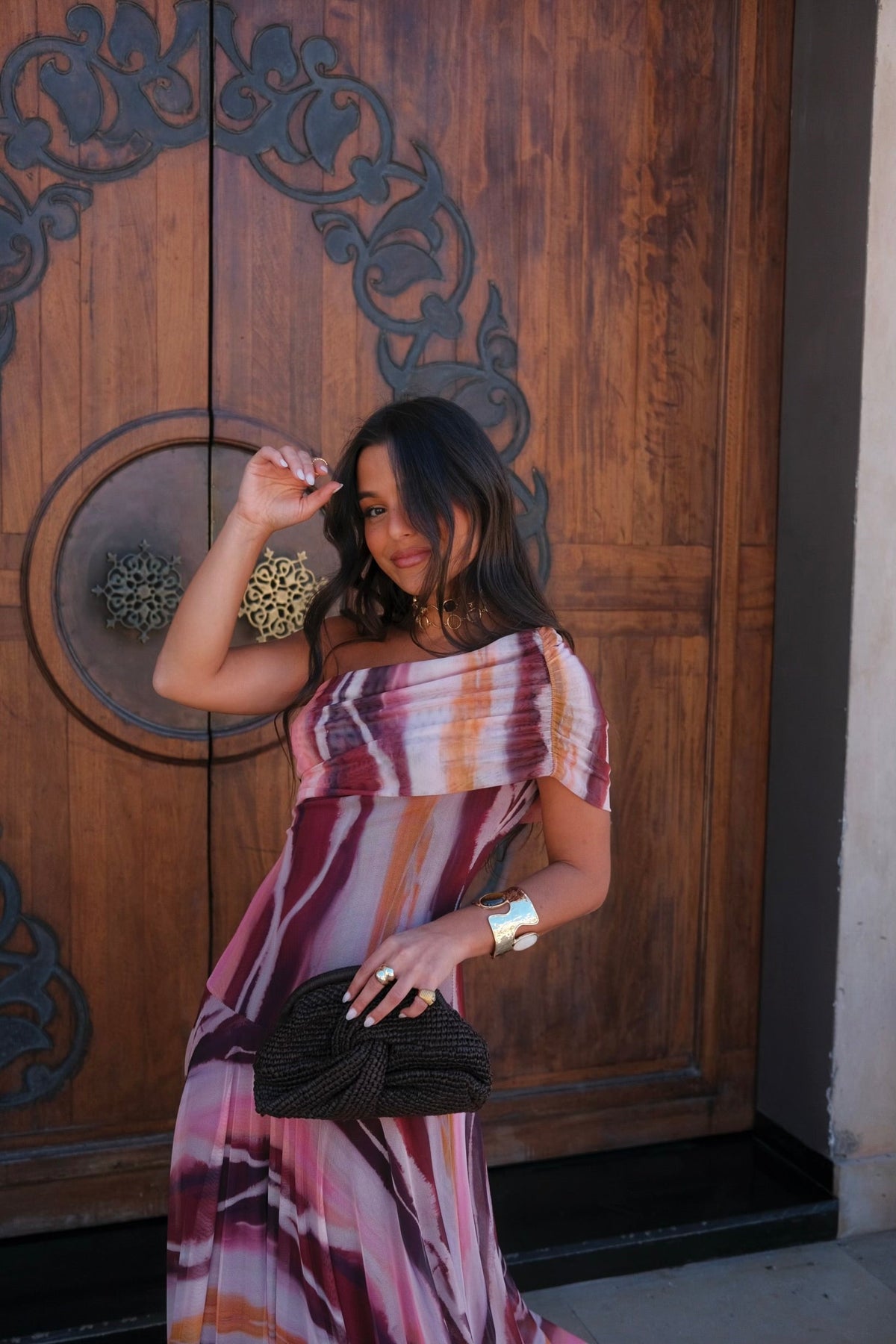 Valentina | Vestido Largo de Tul Escote Bardot – Morado