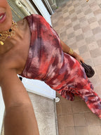 Valentina | Vestido Largo de Tul Escote Bardot – Rojo