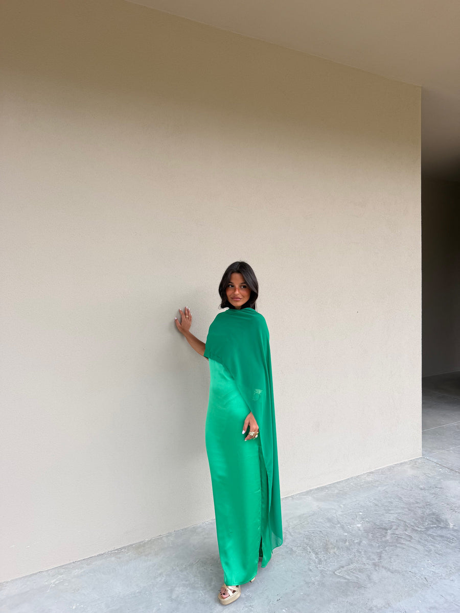 Viviana | Vestido Largo con Pañuelo – Verde