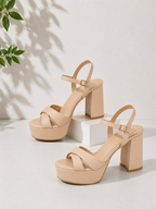 Sandalia bandas cruzadas beige