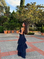 Vestido palabra tulle detalle marino