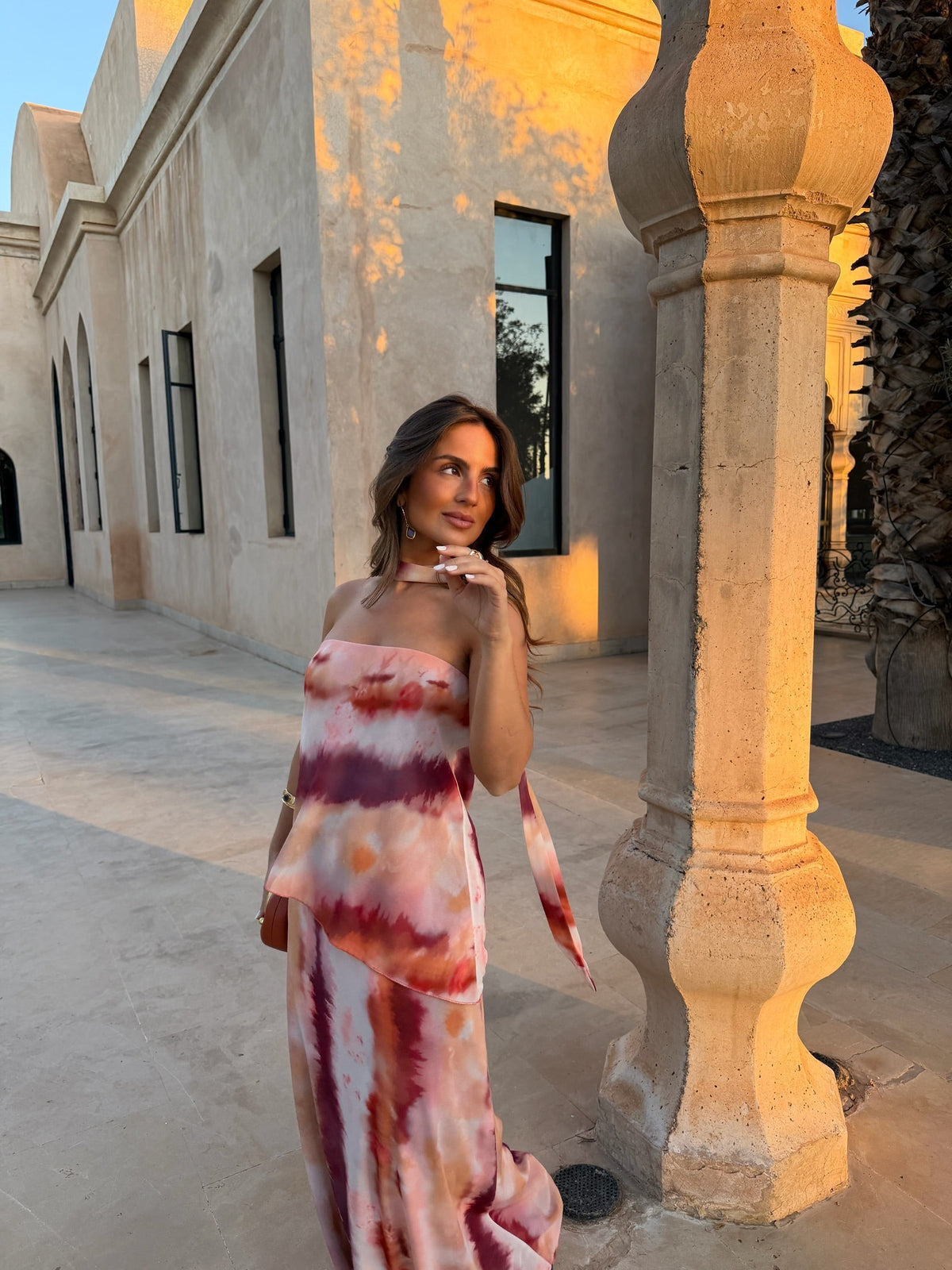 Paloma | Vestido Largo Palabra de Honor – Estampado Acuarela