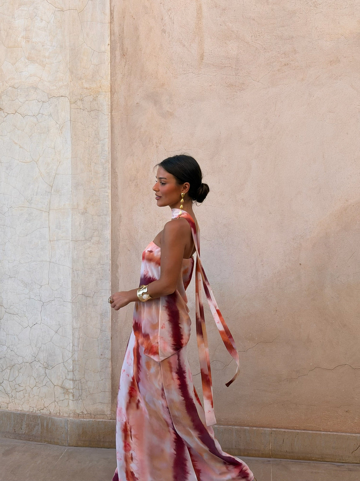 Paloma | Vestido Largo Palabra de Honor – Estampado Acuarela