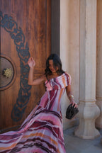 Valentina | Vestido Largo de Tul Escote Bardot – Morado