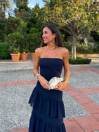 Vestido palabra tulle detalle marino