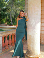 Vestido choker frunce asimétrico botella