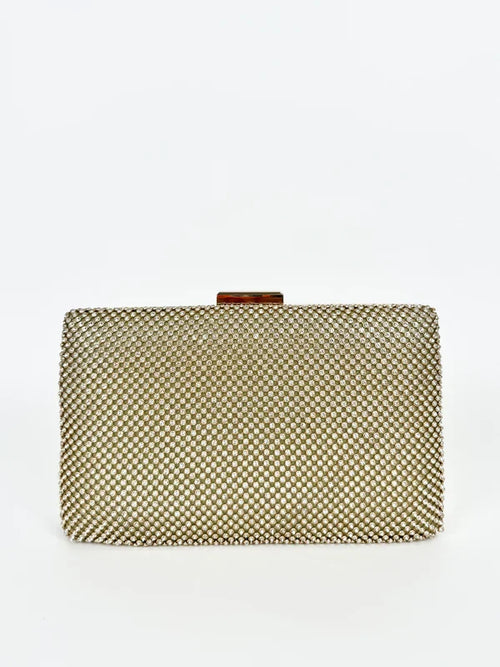 Clutch brillos dorado efecto