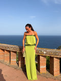 Vestido largo palabra glitter oliva