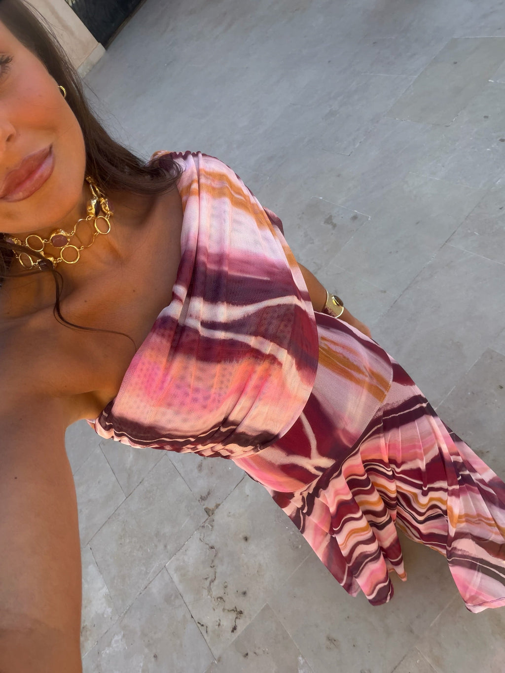 Valentina | Vestido Largo de Tul Escote Bardot – Morado