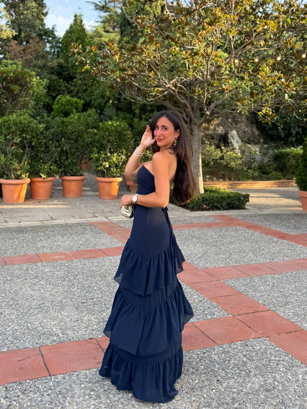 Vestido palabra tulle detalle marino