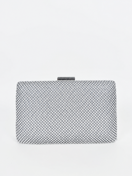 Clutch brillos plateado efecto