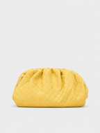Clutch piel bombonera detalle amarillo