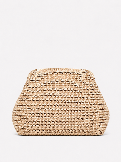 Clutch entrelazado rafia beige