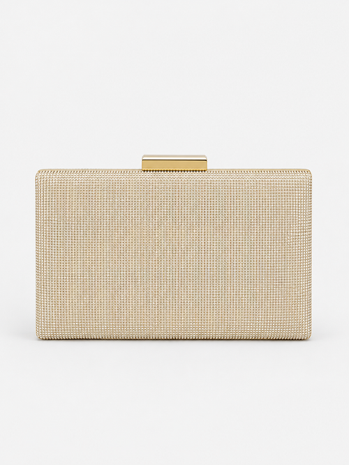 Clutch brillitos rectángulo dorado