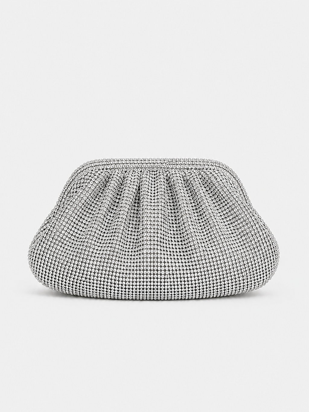 Clutch bombonera brillos plata