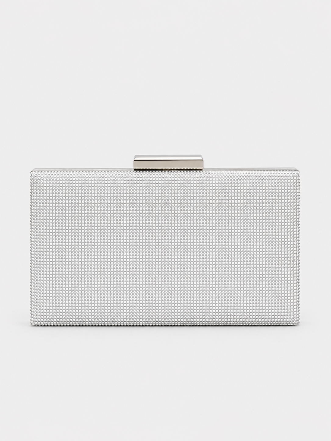 Clutch brillitos rectángulo plata