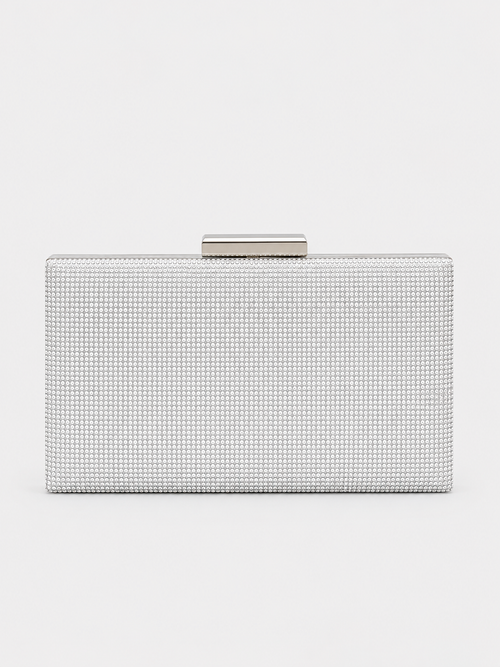 Clutch brillitos rectángulo plata